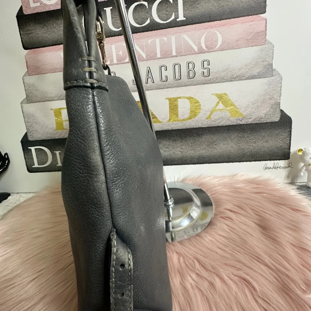Dooney & Bourke Gray Pebble Leather Shoulder Bag